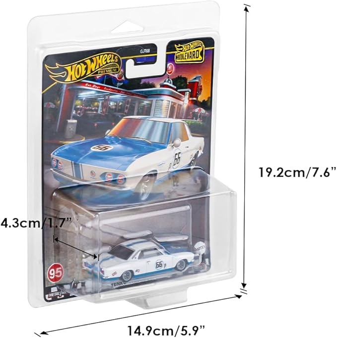 32 Pack Clear Clamshell Protector Case Compatible with Hot Wheels Premium, 0.6mm Thick PET Vehicle Blister Pack Cover Cases for Storage and Display (32)