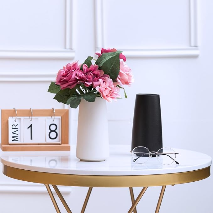 Simple Boho Ceramic Flower Vase for Home Decor (Bright White,Big) | 8'' Modern Farmhouse Vase for Flower Plant Pampas Grass, Fit for Table Shelf Centerpieces, Living Room Bedroom Wedding Gift