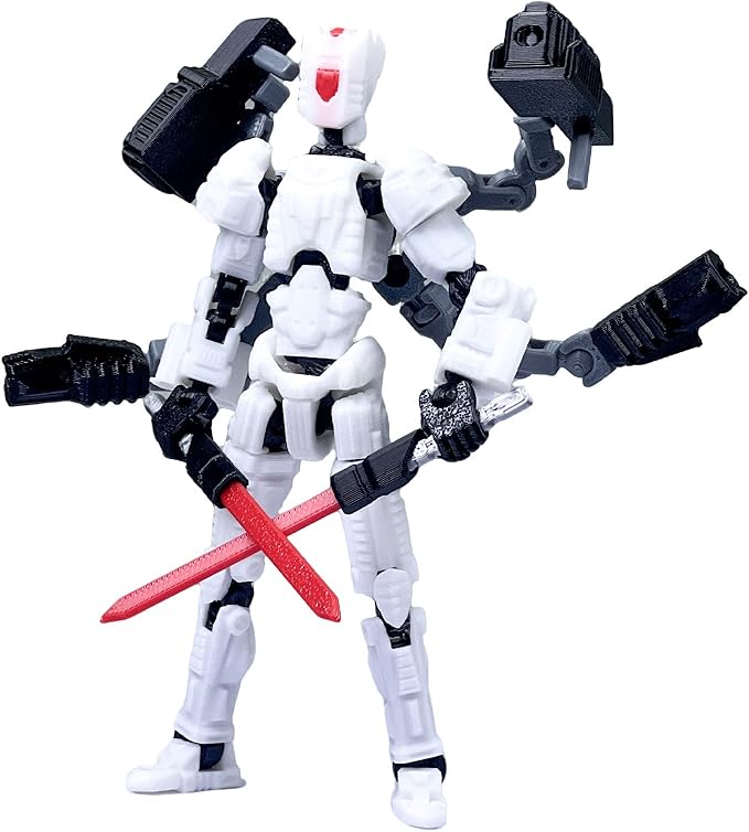 Assembly Completed T13 Action Figure,3D Printed Multi-Jointed Movable T 13, Nova 13 Action Figures Desktop Decorations for Game Lovers Toy (White)