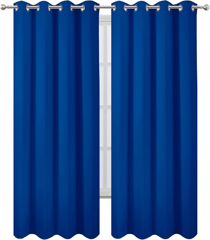 LEMOMO Blackout Curtains 52 x 120 Inch Long Royal Blue Curtains Set of 2 Panels Room Darkening Curtains for Bedroom and Living Room