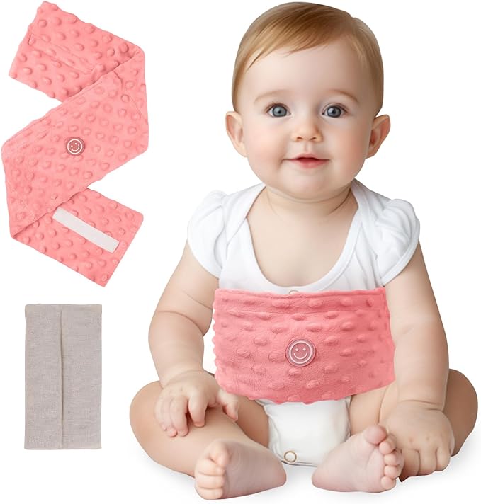 Colic and Gas Relief for Newborns and Infants, Heated Tummy Wrap, Baby Swaddling Belt with Soothing Warmth, Natural Relief for Upset Stomach in Babies Toddlers, 0-3 Years (Watermelon Red)