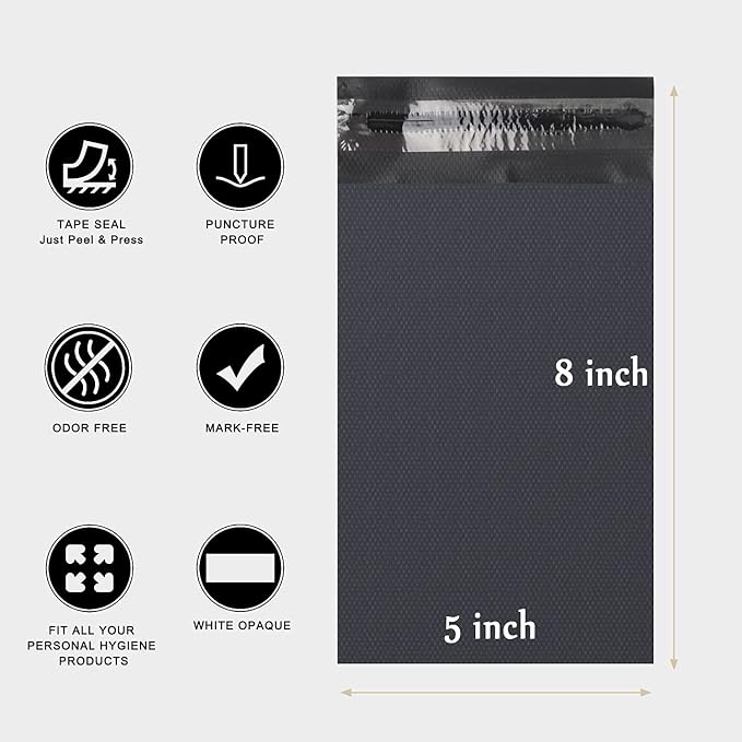 Sanitary Napkin Disposal Bags, Feminine Personal Disposal Bags, 200pcs Grey Opaque Bags and 2pcs Pink Sanitary Napkin Storage Bags for Sanitary Disposal, Tampons, Pads, and Liners