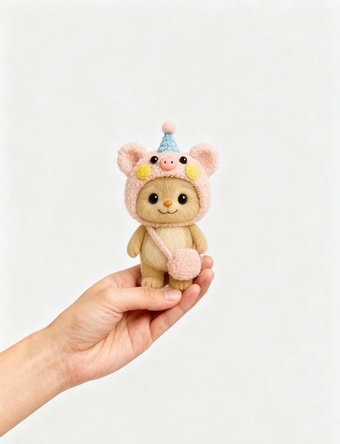17cm Doll Clothes Outfit (No Doll), Stylish Cute Plush Doll Clothes with Designer Accessories, Doll Outfit for Girl, Pink Pig Style