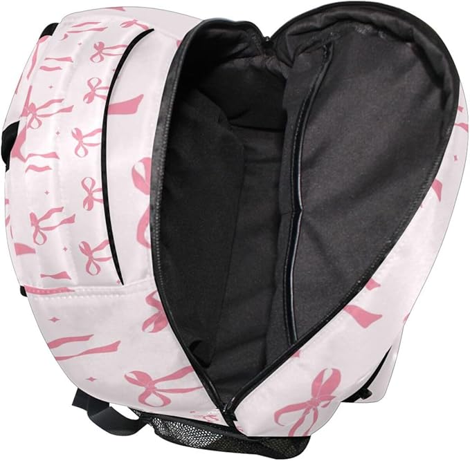 Cute Pink Ribbon Bow Boys Girls Kids School Backpacks Bookbag, Elementary School Bag Travel Backpack Daypack
