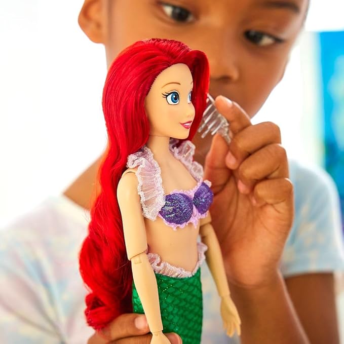 Disney Store Girl's Princess Story Doll (Ariel from The Little Mermaid) 11 Inches, Includes Coloring Book and Additional Dress, Princess Doll in Classic Outfit, Princess Toys