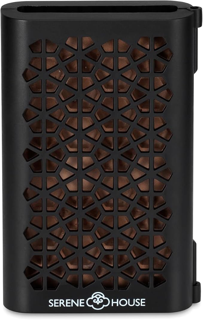 Serene House Puccini Lava Rock Essential Oil Aromatherapy Car Vent Clip – Portable or Tabletop Usage for Convenient Scent-Based Stress Relief and Relaxation - Black