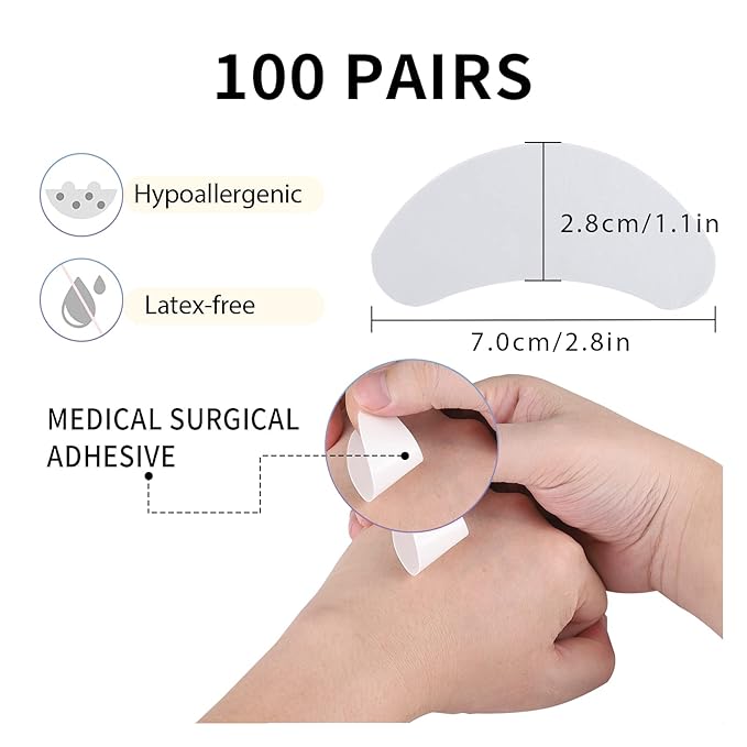 100 PCS Foam Eye Pads for Lash Extensions, 2.76" Under Eye Pads for Eyelash Extensions, Micro-foam Lash Pads Lint Free, Stick Well, No Tape Needed, Hypoallergenic, Waterproof