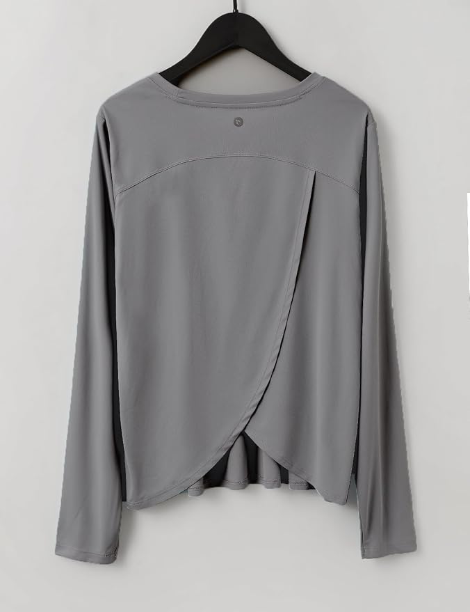 baleaf Women's Long Sleeve Workout Tops Running Sun Shirts Split Back | UPF 50+, Quick Dry, Lightweight, Breathable, Moisture-wicking, SPF, UV, for Athletic, Gym, Hiking, Tennis, Outdoor