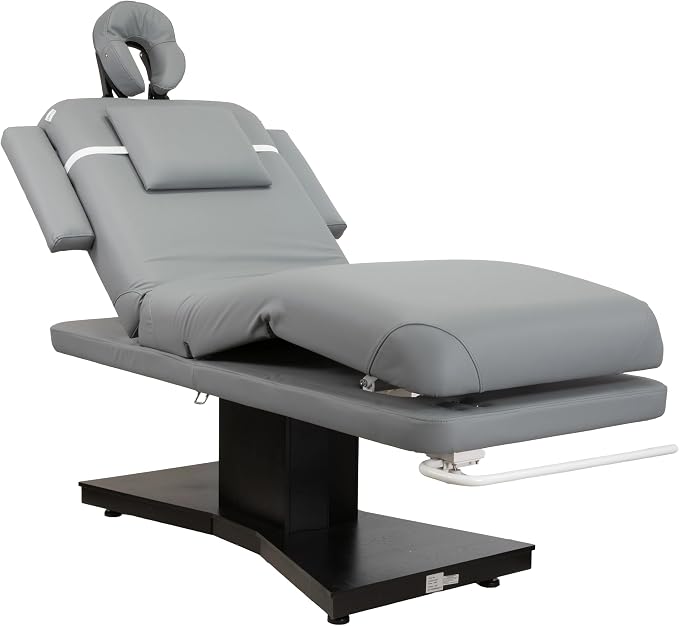 SKINACT Milo 3.0 Motor (with Independent Leg Adjustment) Electric Massage & Facial Bed/Table Gray top and Dark Brown Base