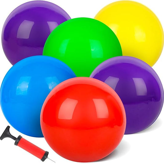 AMOR PRESENT 6PCS Playground Balls, 8.5 Inches Inflatable Rubber Kickball Dodgeballs for Kids and Toddlers, Inflatable Balls for Indoor and Outdoor Games, Goodie Bags Stuffers, Dog Toys