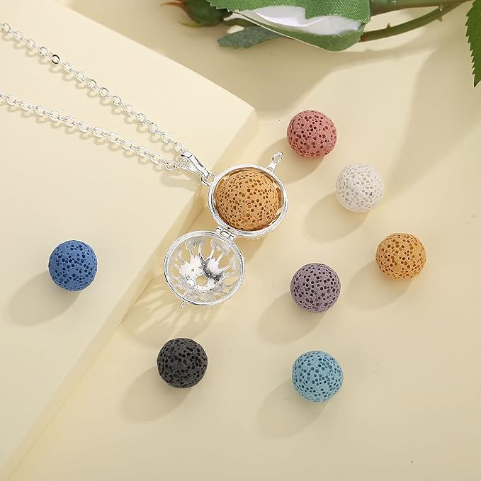 INFUSEU Aromatherapy Gifts Sunflower Necklaces for Women Essential Oil Diffuser Jewelry Lava Rock Stone Pendant Aroma Perfume Spiritual Items for Meditation Yoga