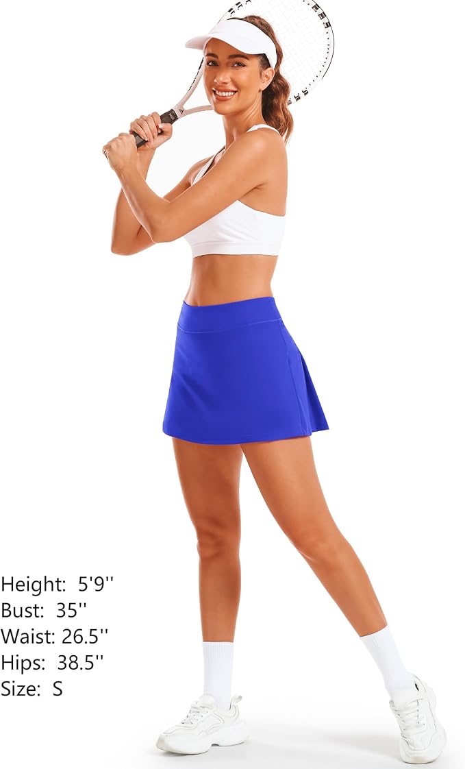 Stelle Women Tennis Skirt High Waisted Athletic Golf Skorts with Pockets | Tummy Control, Built-In Shorts, Deep Pockets, Pleated, Breathable, Lightweight, Tennis, Golf, Pickleball, Running, Workout
