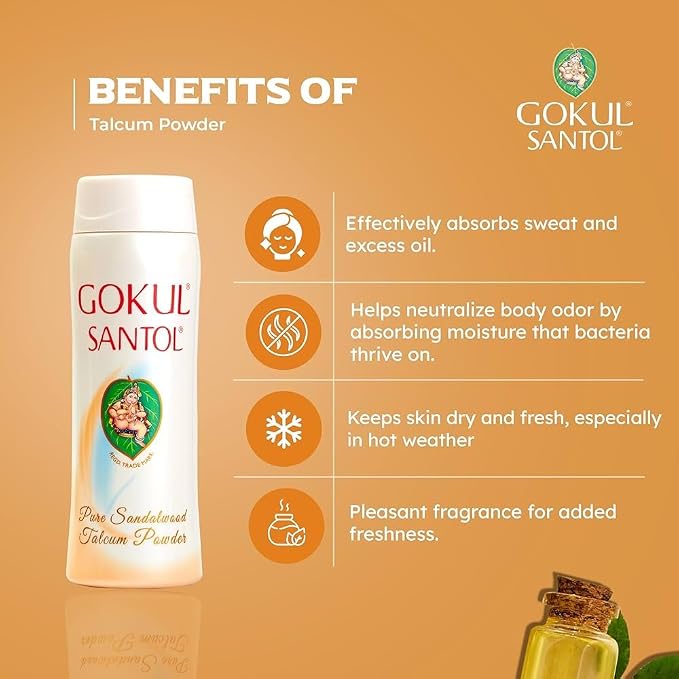 Sandalwood Chandan Talcum Powder Pure from Mysore Sandal Trees 4.93 oz with Free Sandal Soap 75 GMS-Every Use Smells of Pure Sandalwood