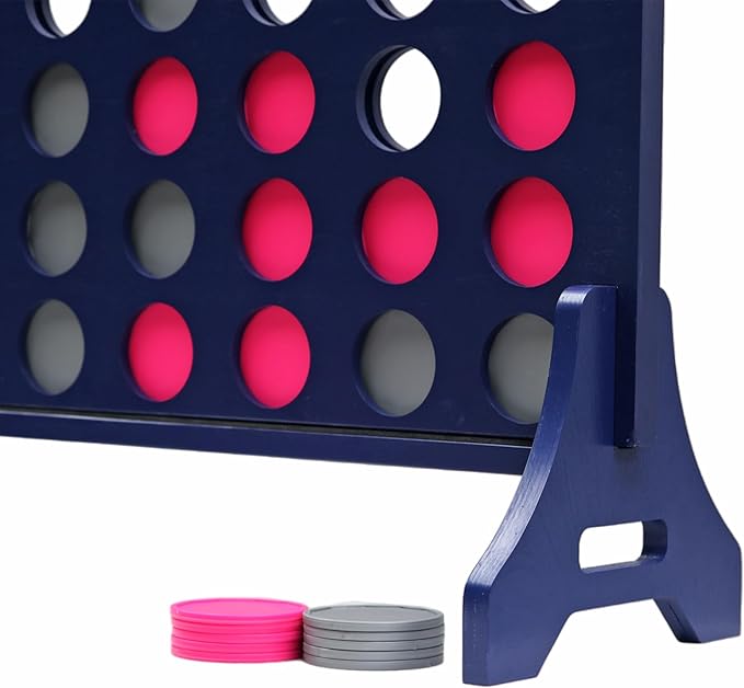 Tailgating Pros Premium Navy Giant Four in a Row with Carrying Case - Jumbo Oversized Outdoor Yard Game - Connect Multiple Pucks in a Row to Win - Many Puck Colors Available!