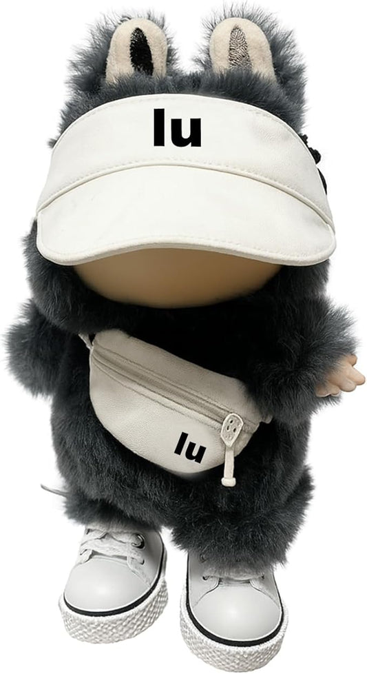 for Labubu Clothes/for Labubu Outfits,Clothes Set for 17cm Lububu Doll,3 Piece Set Hat Clothing for LA BUBU, Boys and Girls Stylish Adorable Dolls Clothes Accessories (No Doll) (015)