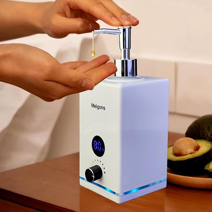 Oil Warmer for Massage, Massage Oil Warmer, Body Oils Heater for Spa, with Two Oil Bottle Dispenser, Adjustable Temperature (White)