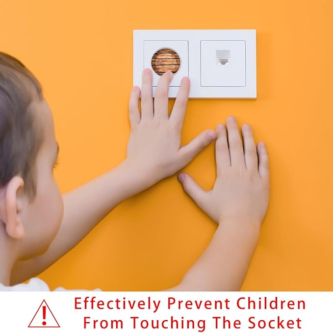 Brown Wooden Outlet Plug Covers Child Proof Electrical Outlets Protector - Wall Socket Protector for Baby Kids- Electrical Insulation