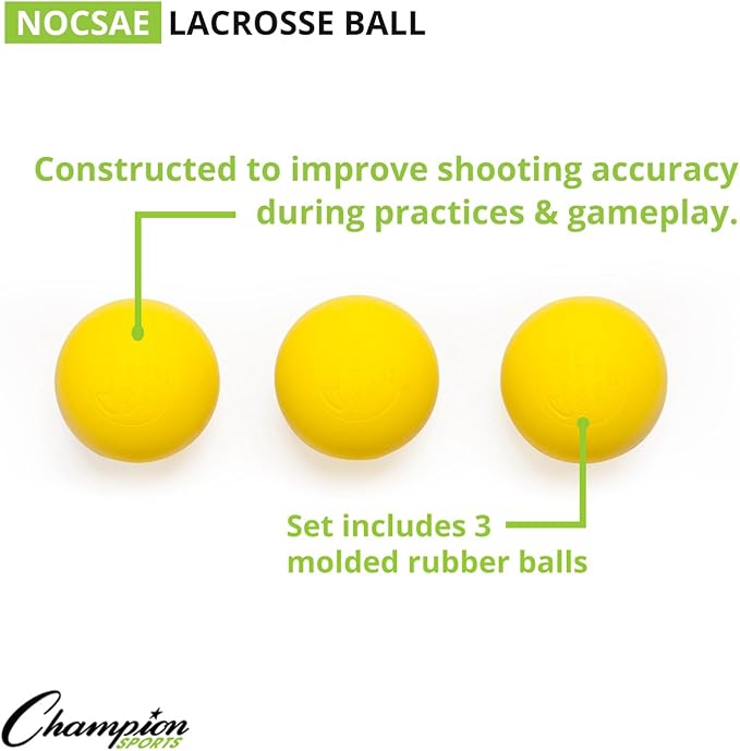 Champion Sports Lacrosse Balls – Official Size SEI Certified, Multi-Color Packs of 3, 6, or 12 for Practice & Games
