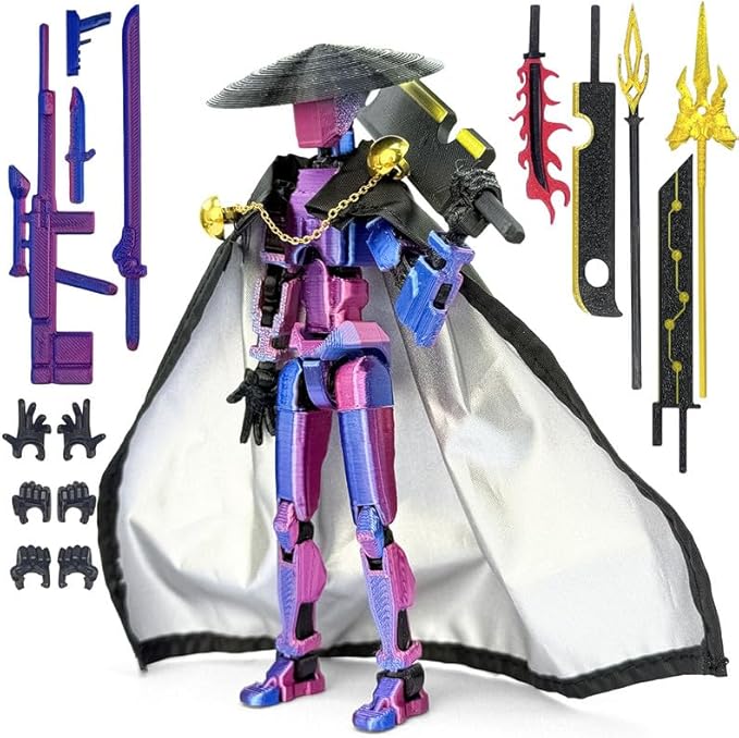 Assembly Completed T13 Action Figures,T 13 Action Figure, Robo 13 3D Printed Action Figure - The Ultimate Hero for Action-Packed Playtime,5.2 Inch (Blue Purple)