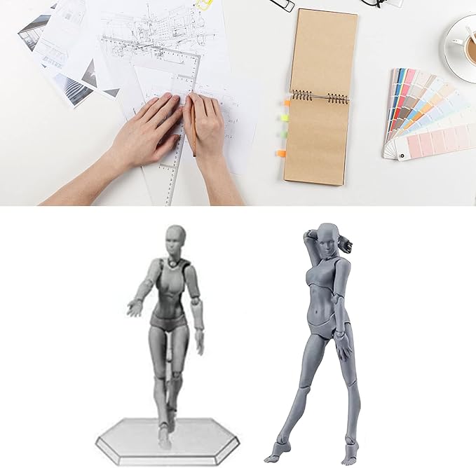 PVC Drawing Figure Action Mannequin, PVC Drawing Figure Model Drawing Figure Mannequin, Action Figure Body, for Sketching, Painting, Drawing, Female Artist (Male) (Women #14)