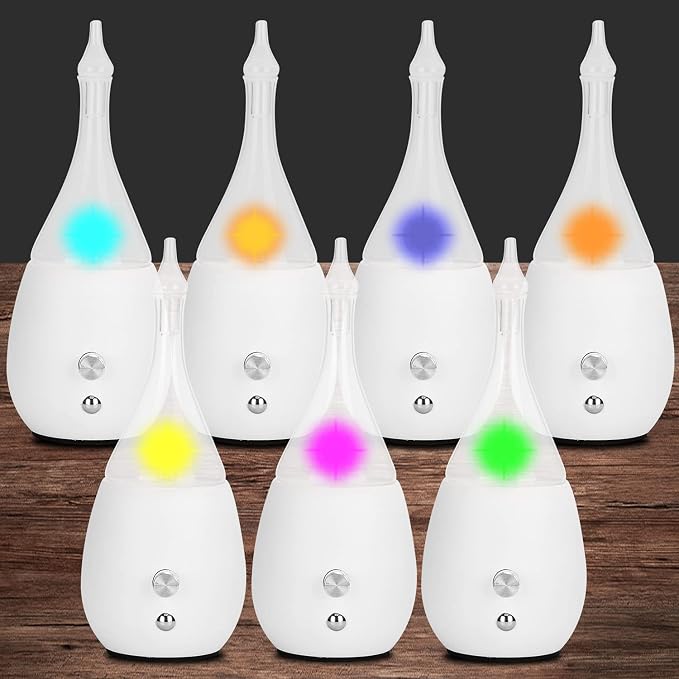 Lychee Essential Oil Diffuser Humidifiers, Quiet Diffuser, Small Aromatherapy Diffuser,7 Colors Light Adjustable with Wood Grain Base for Home Bedroom Office Yoga Nice Gift (White)