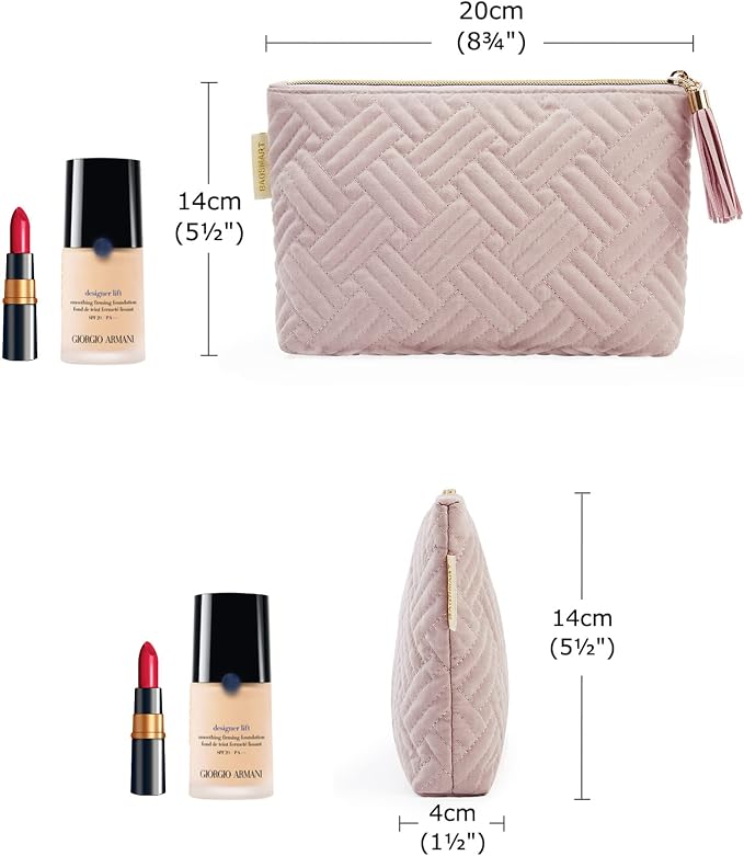 BAGSMART Small Cosmetic Bag, 2Pcs Pink Makeup Bags,Makeup Pouch for Purse,Travel Cosmetic Organizer for Makeup Brushes Lipsticks Electonic Accessories