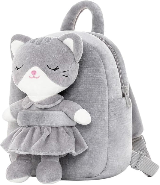 Lazada Kids Backpack Toddler Backpacks Stuffed Animal Cat Toys Small Backpack Gray 9.5"