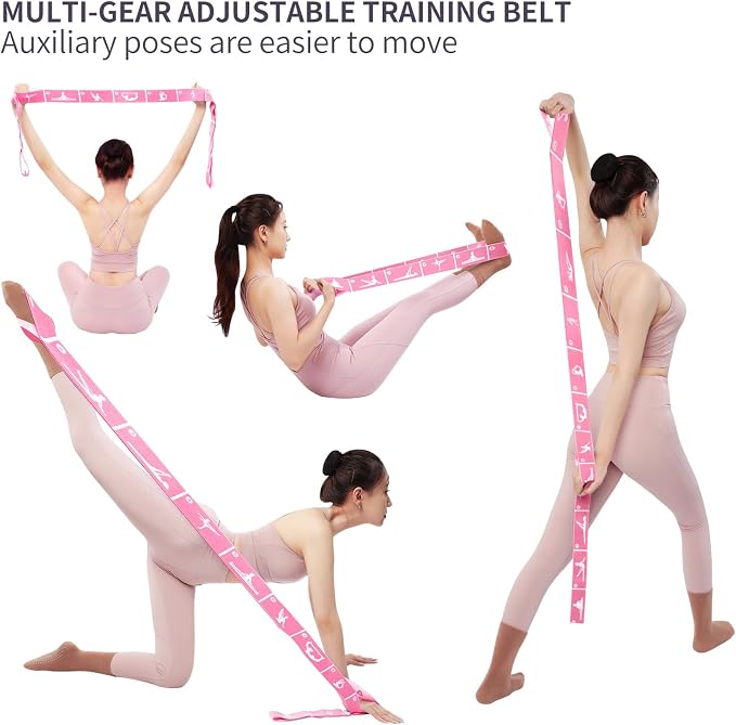 Yoga Blocks 2 Pack with Elastic Stretch Band & Bag – High Density Foam Yoga Blocks for Stability, Deep Stretching & Balance, 12-Loop Resistance Strap for Yoga, Pilates, Dance & Flexibility Training