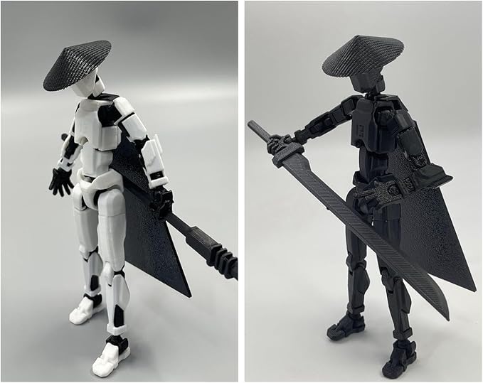 Titan 13 Action Figure Set (Assembly Completed), 3D Printed Multi-Jointed Movable T13 Lucky13 Dummy Mobile Robot, Nova 13 Action Figures Desktop Decorations for Game Lovers Toy (White/Black)