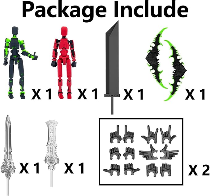 2pc Finish Product T13 Action Figure Set, 3D Printed Multi-Jointed Dummy Titan13 Robot Lucky 13 Dummy 13 Robot Gift for Collectors Desktop Decorations