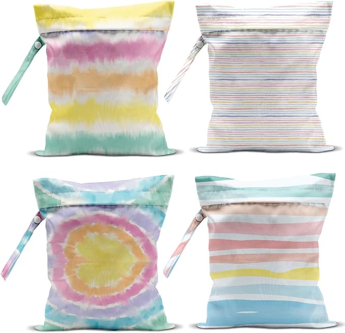 4 Pcs Wet Bag, Wet Dry Bag, Waterproof Bag, Beach Bag, Wet Bag for Pool, Beach, Swimsuit, Diapers, Makeup Bag, Cruise Ship Essentials, Accessories Travel Essentials for Women