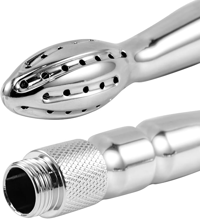 Shower Douche Shower Enema Shower Cleaner Enema Douche System, Handheld Water Shower Nozzle Anal Rinse Vaginal Cleaning Kit for Men Women, Silver (Aluminum)