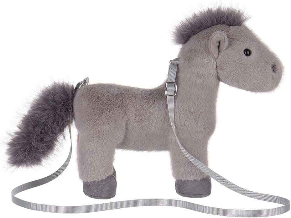 Apricot Lamb Pony Horse Shaped Crossbody Plush Purse, Stuffed Animal Shoulder Bag, Kids Fashion Handbags, 11.9 Inches