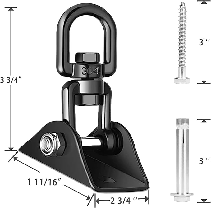 Heavy Duty Swing Hangers for Wooden Sets 2000 LB Capacity Hammock Hanger 360 Swivel Stainless Steel Swing Hardware Accessories 1 Packs for Porch Playground Yoga Heavy Bag