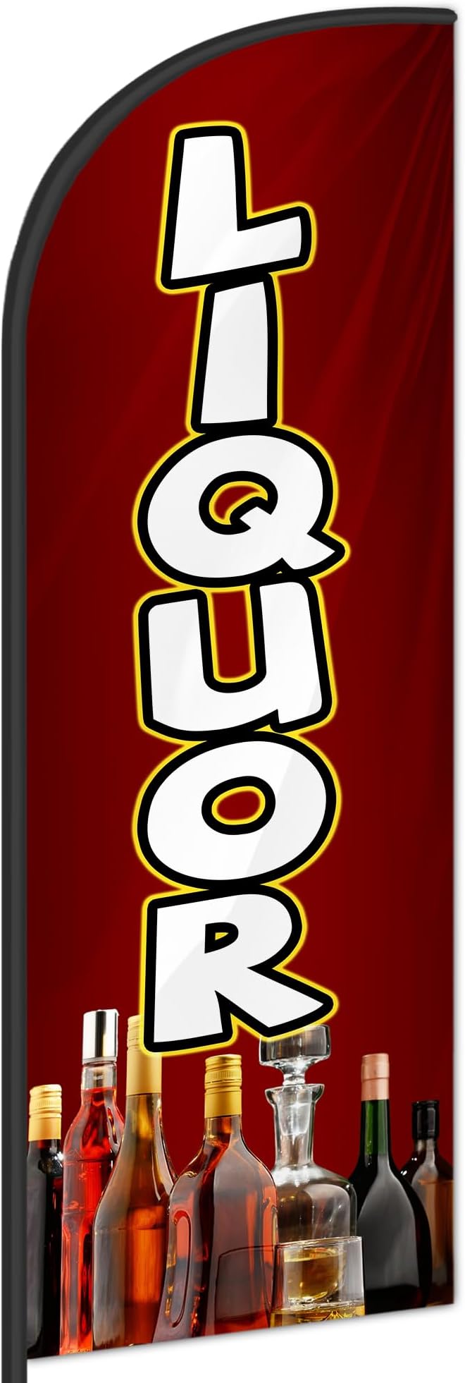 Liquor Feather Flag for Storefronts Fairs,6 FT (Flagpole Not Included) | Business Advertising Flag