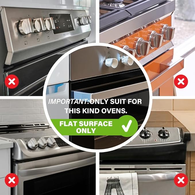 EUDEMON Child Safety Heat-Resistant Oven Door Lock, Oven Front Lock for Kids Easy to Install, Use Adhesive,No Screws or Drill (1 Pack,Clear-White)(Only for Flat Surface)