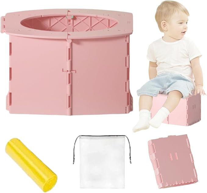 Travel Potty for Toddler, Portable and Foldable Toilet, Apply to Seat Emergency Toilet for Car, Camping, Outdoor, Indoor ，Can be placed in a backpack(pink small)