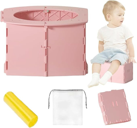 Travel Potty for Toddler, Portable and Foldable Toilet, Apply to Seat Emergency Toilet for Car, Camping, Outdoor, Indoor ，Can be placed in a backpack(pink small)