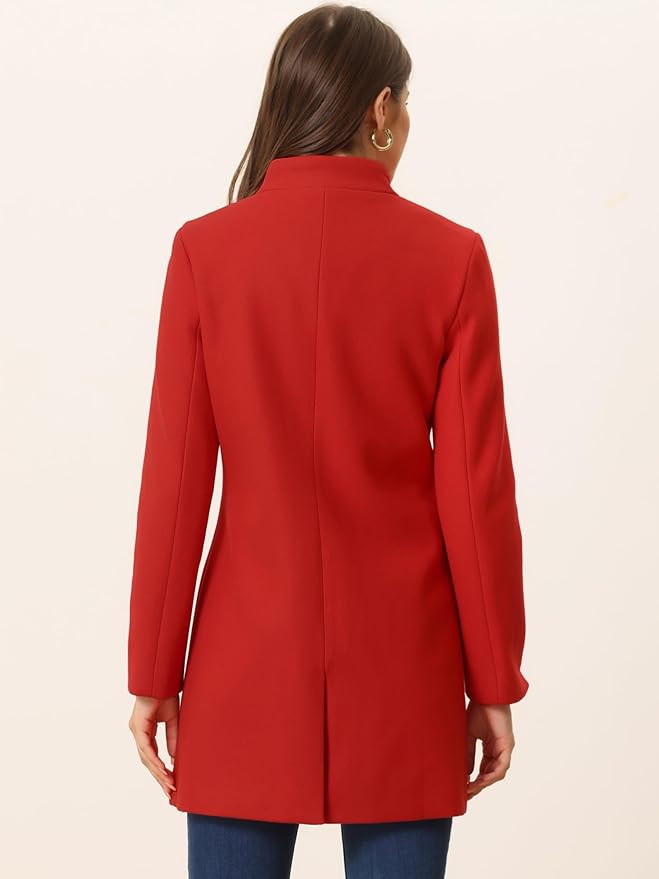 Allegra K Women's Winter Overcoat Mid-Long Stand Collar Single Breasted Coat Outerwear