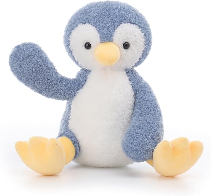Apricot Lamb Dark Blue Velvet Penguin Stuffed Animals for Kids, Soft Cute Plush Toys for Baby Girl and Boy, 8.5 Inches