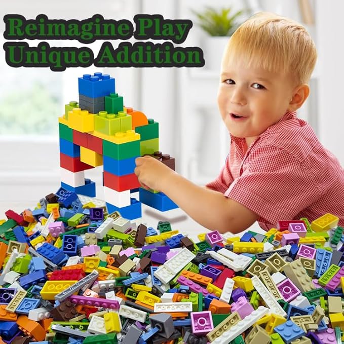1200 Pieces Bulk Classic Building Blocks Set, Compatible with Major Brands, Basic Building Bricks Box Multiple Colors and Shapes Available
