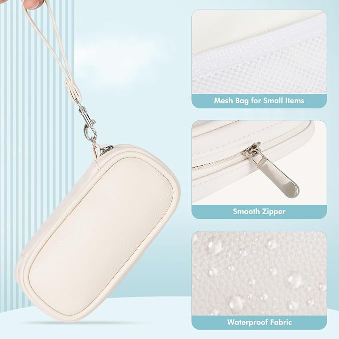 Tampon Holder for Purse, Portable Period Bag with Handle, Travel Pads Tampons Pouch, PU Leather Small Tampon Organizer Case for Feminine Products, Waterproof Period Bags (Black)