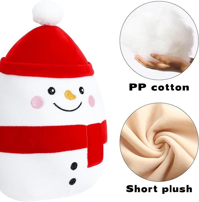 Snowman Plush Toy Snowman Stuffed Animal Cute Christmas Snowman Plushies Pillow Soft Plushie Doll Gifts for Kid Decor, Christmas Snowman Plush(11 Inch)
