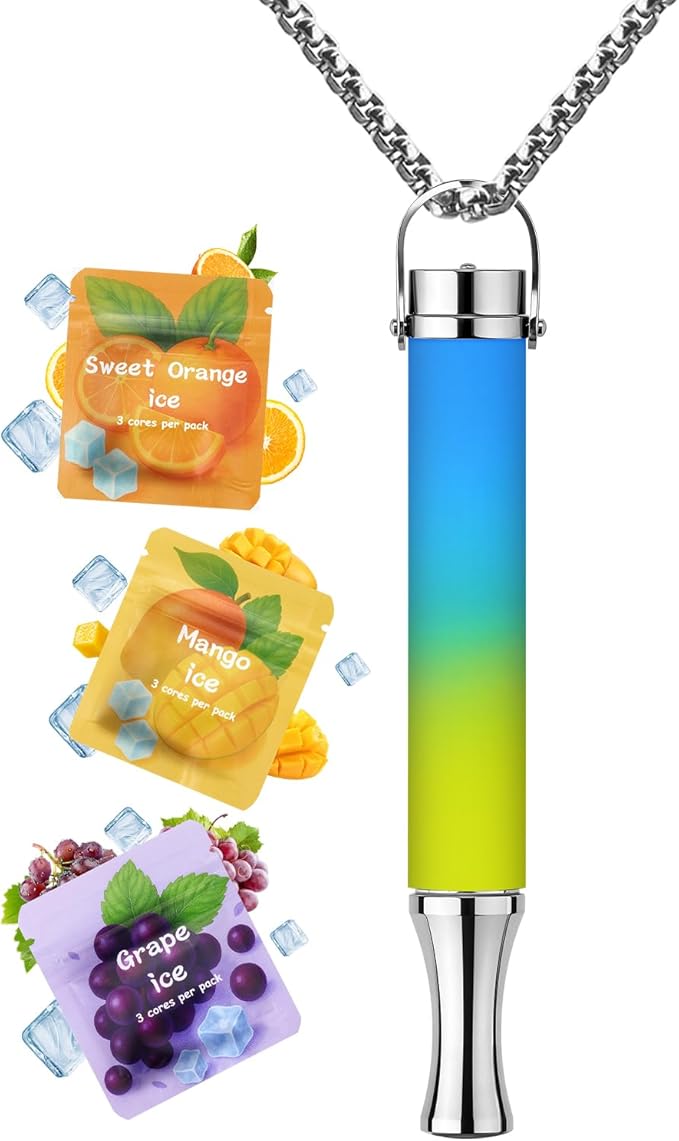 ASTOFLI Breathing Necklace For Anxiety Adults - Adjustable Air Outlet Breathe Necklaces With Flavored - Breath Free Stress Relief Device With Flavor - Meditation Gifts For Women Men