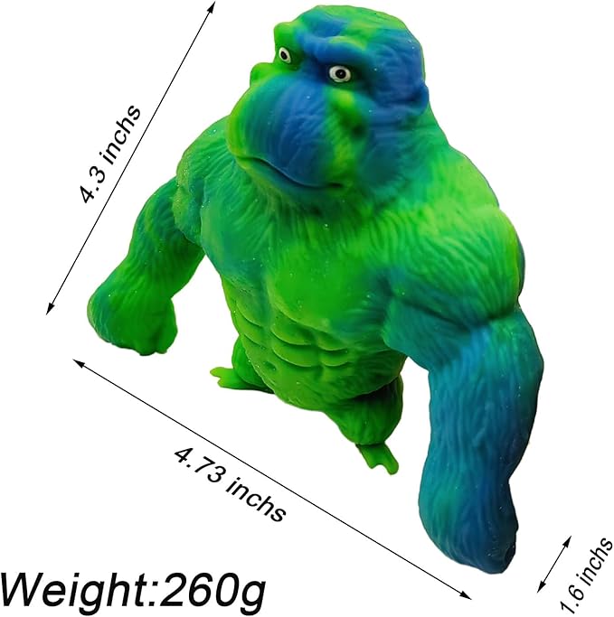 Funny Green&Blue Monkey Toy Figure for Kids and Adults,Stress Relief Gorilla Toy,Stretch Rubber Monkey Toy for Autism,Anxiety Relief,Gifts for Birthday,Christmas