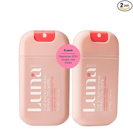 Luna Daily The Everywhere Spray-to-Wipe | Hydrating Fresh Cotton, 1 Fl Oz