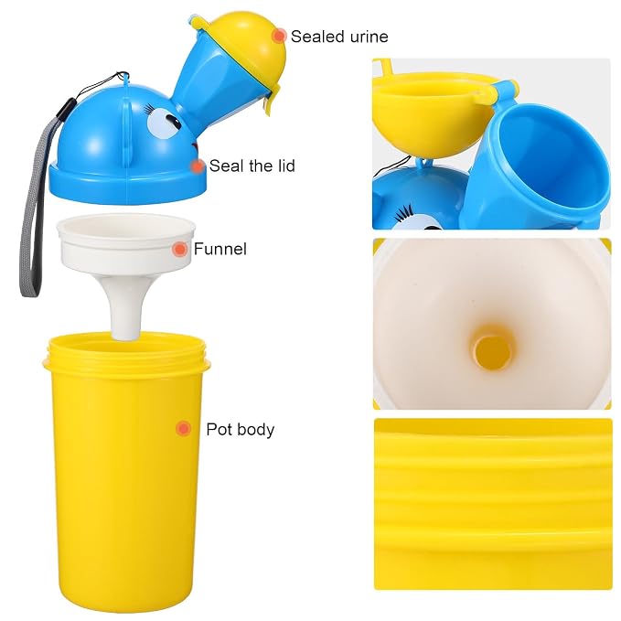 Portable Urinal for Kids Travel Potty Toddler Pee Training Cup with Leak-Proof Seal and Cleaning Brush Compact Design for Outdoor Camping Car Use