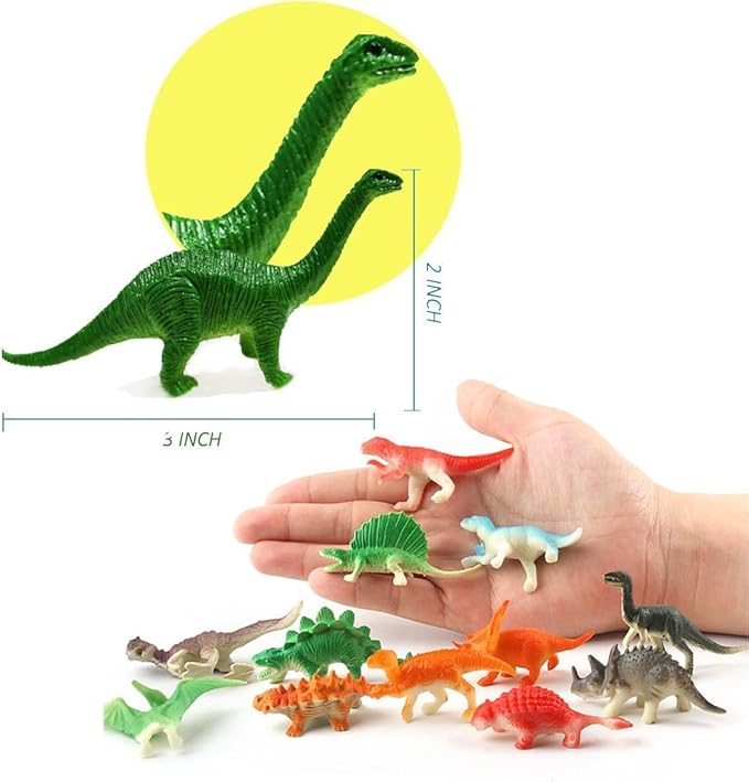 OuMuaMua Dinosaur Toys, Plastic Mini Dinosaur Figure Toy Set Including T-rex, Stegosaurus, Monoclonius for Kids Toddler Dinosaur Birthday Party Favors, Christmas Easter Eggs Filler Gifts, 78 Pack