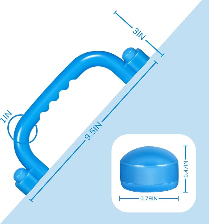 TOPNEW 4Pcs Kids Playground Safety Handles -Swing Set & Climbing Frame Hand Grips, Multi-Color Plastic Grab Bars for Outdoor Playhouse, Jungle Gym, Climbing Frame (Blue)