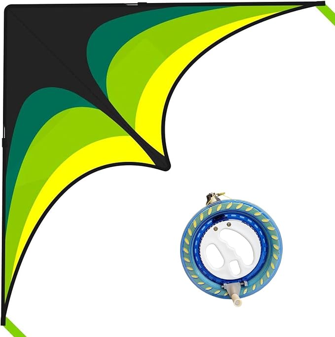 Delta Kite for Kids & Adults - Easy to Fly Large Single Line Beach Kite with 300ft String Handle Included, Perfect for Beginners, Teens